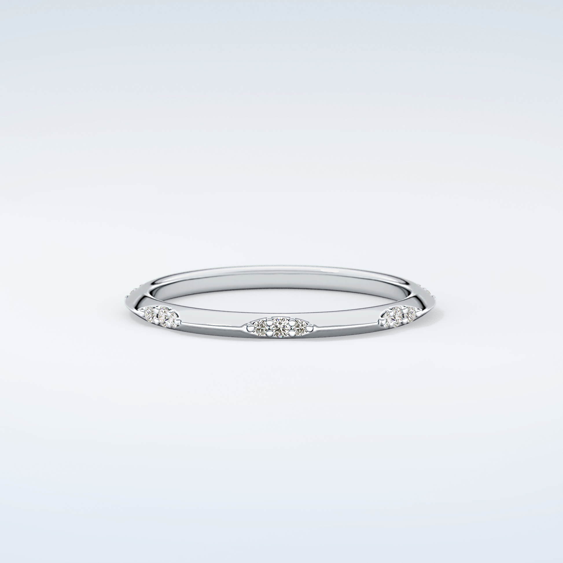 0.09 TCW Round Shaped Moissanite Wedding Band 16