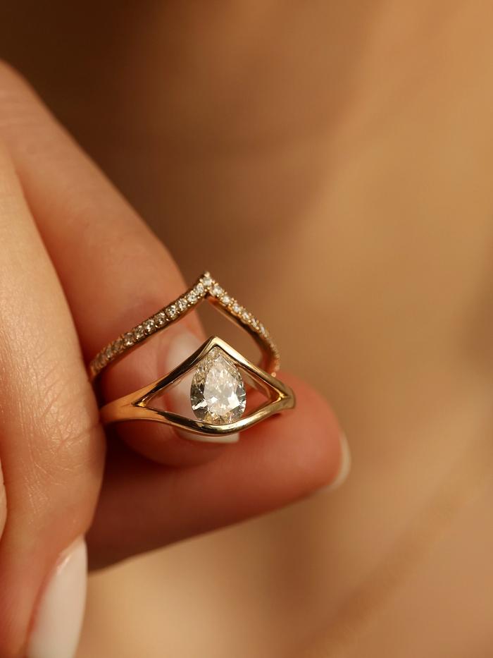 Marquise Cut Cluster Styled Lab Grown Diamond Engagement Ring