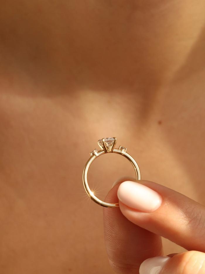 Marquise Cut Cluster Styled Lab Grown Diamond Engagement Ring