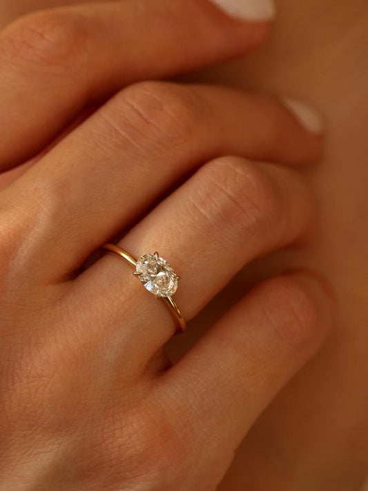 Marquise Cut Cluster Styled Lab Grown Diamond Engagement Ring