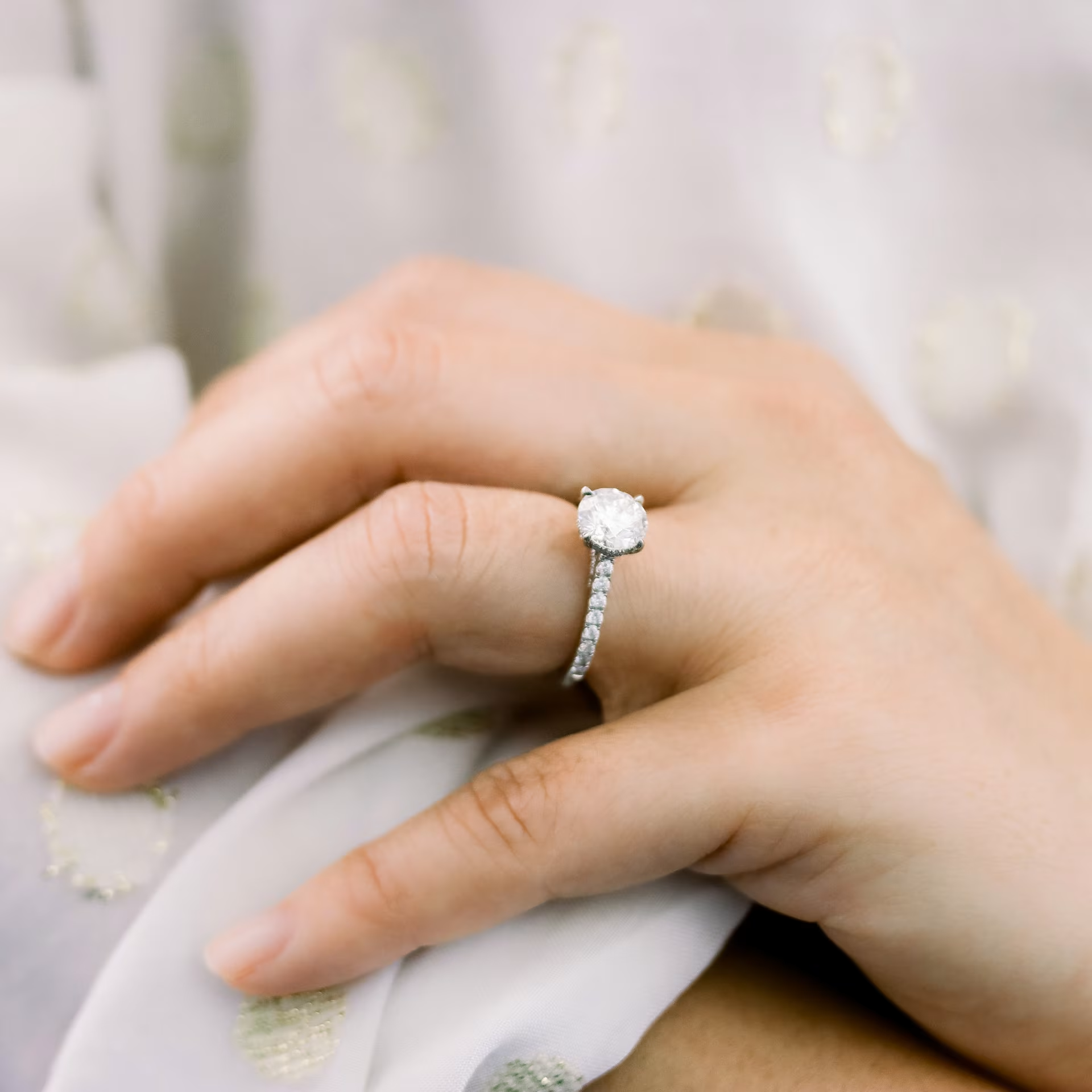 Marquise Cut Cluster Styled Lab Grown Diamond Engagement Ring