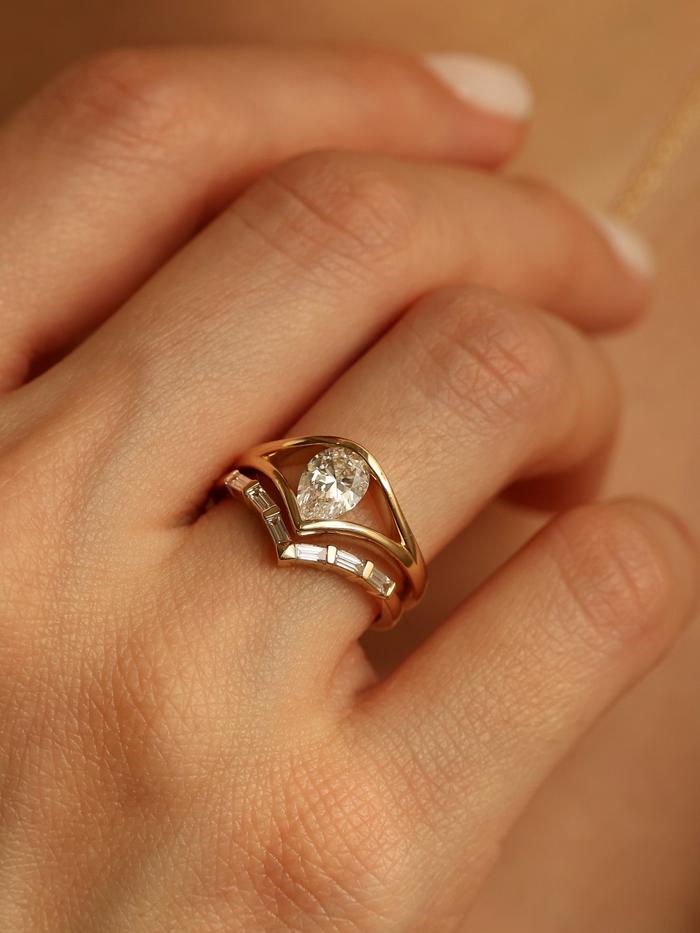 Marquise Cut Cluster Styled Lab Grown Diamond Engagement Ring