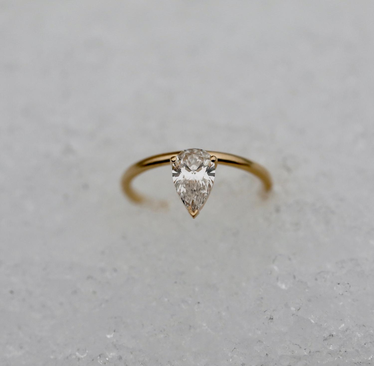 0.93 CT Pear Solitaire CVD F/VVS1 Diamond Engagement Ring 9