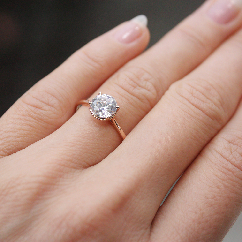 2 CT Round Three Stones Lab Grown Diamond Engagement Ring