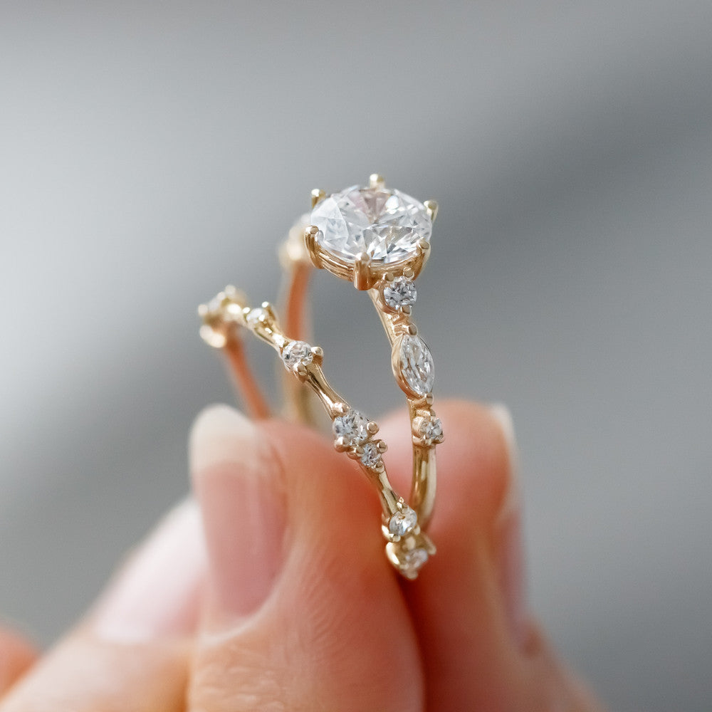 2 CT Round Three Stones Lab Grown Diamond Engagement Ring