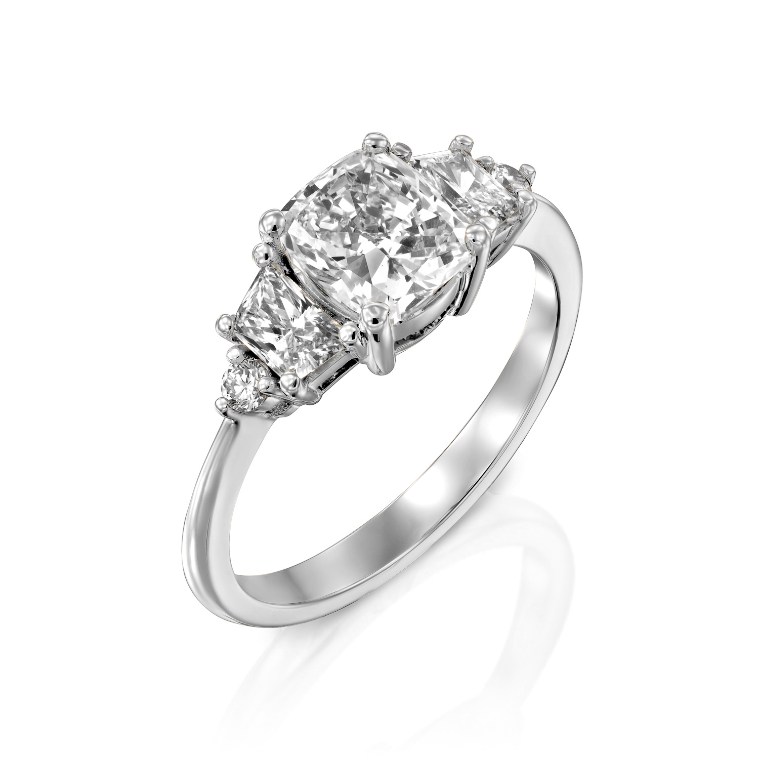 2 CT Round Three Stones Lab Grown Diamond Engagement Ring