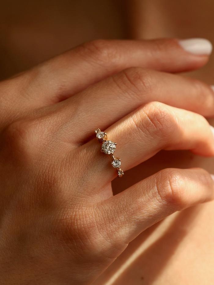Marquise Cut Cluster Styled Lab Grown Diamond Engagement Ring