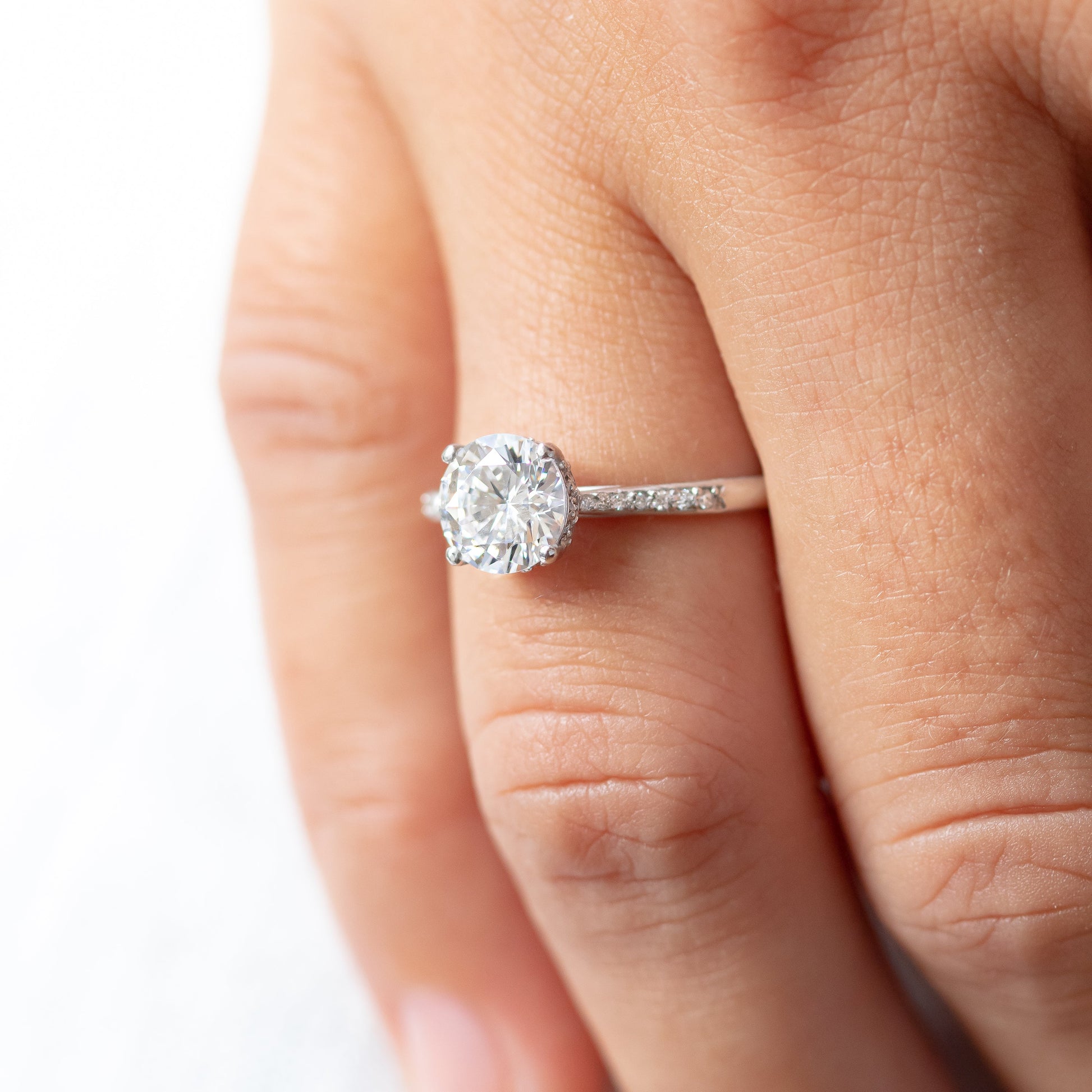 2 CT Round Three Stones Lab Grown Diamond Engagement Ring