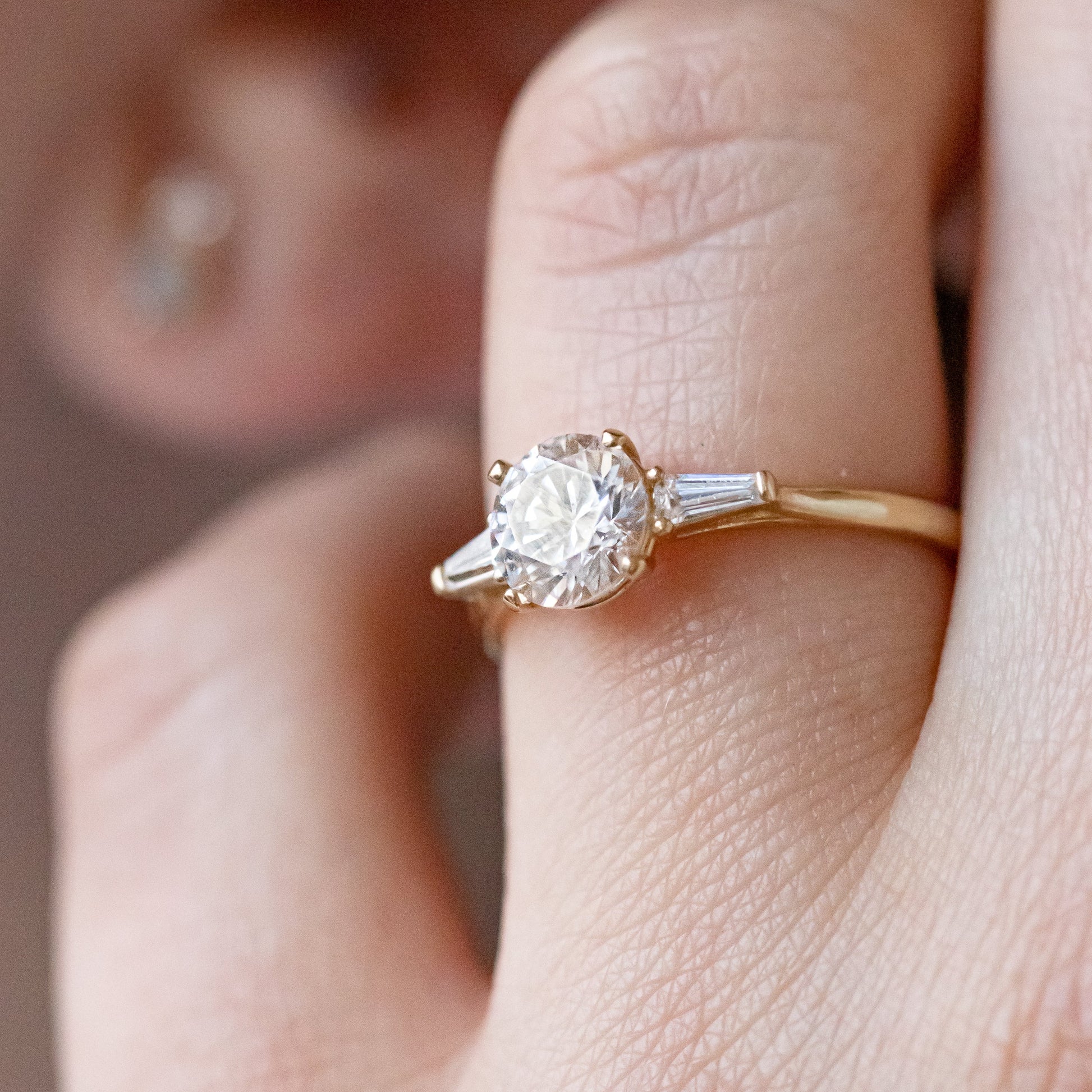 2 CT Round Three Stones Lab Grown Diamond Engagement Ring