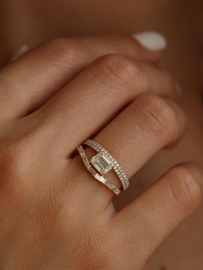 Marquise Cut Cluster Styled Lab Grown Diamond Engagement Ring