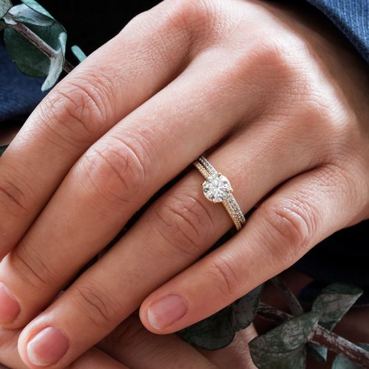 2 CT Round Three Stones Lab Grown Diamond Engagement Ring