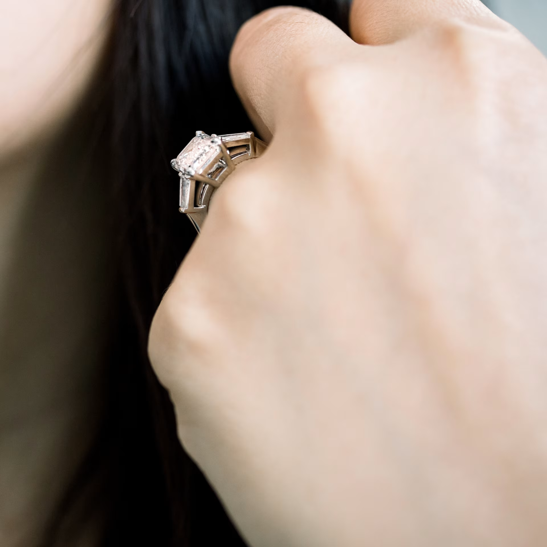 Marquise Cut Cluster Styled Lab Grown Diamond Engagement Ring