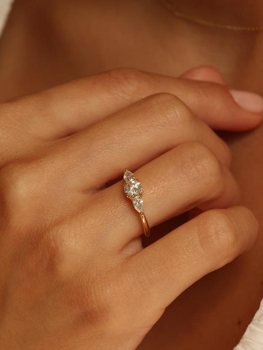 Marquise Cut Cluster Styled Lab Grown Diamond Engagement Ring