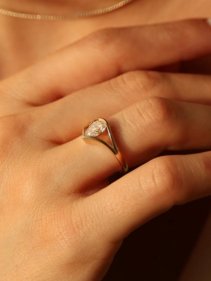 Marquise Cut Cluster Styled Lab Grown Diamond Engagement Ring