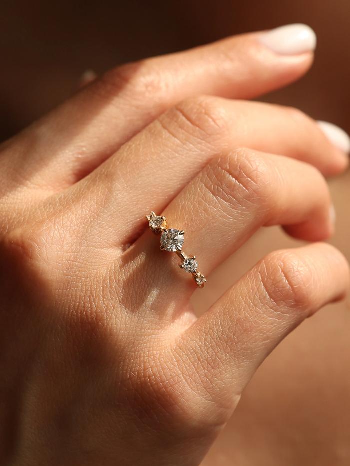 Marquise Cut Cluster Styled Lab Grown Diamond Engagement Ring