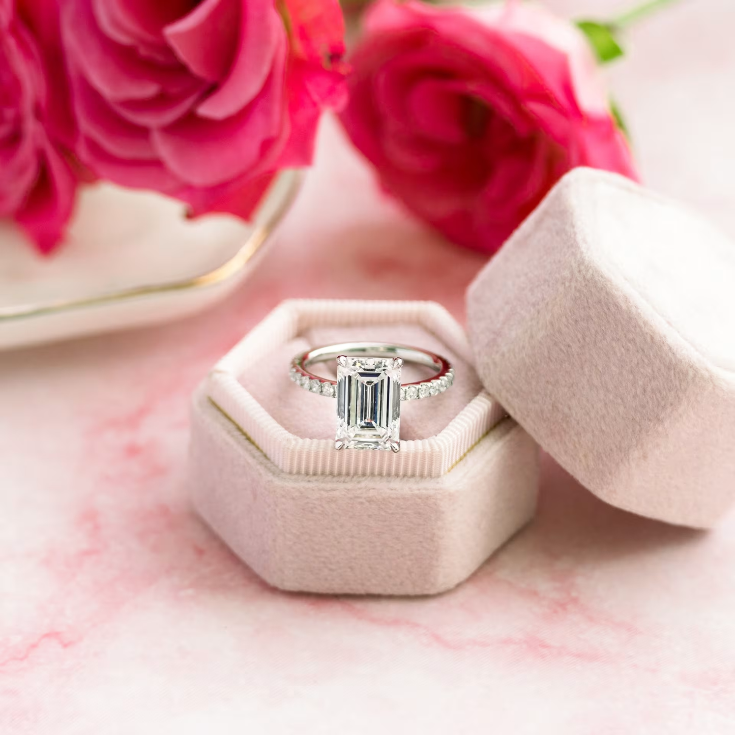 Marquise Cut Cluster Styled Lab Grown Diamond Engagement Ring