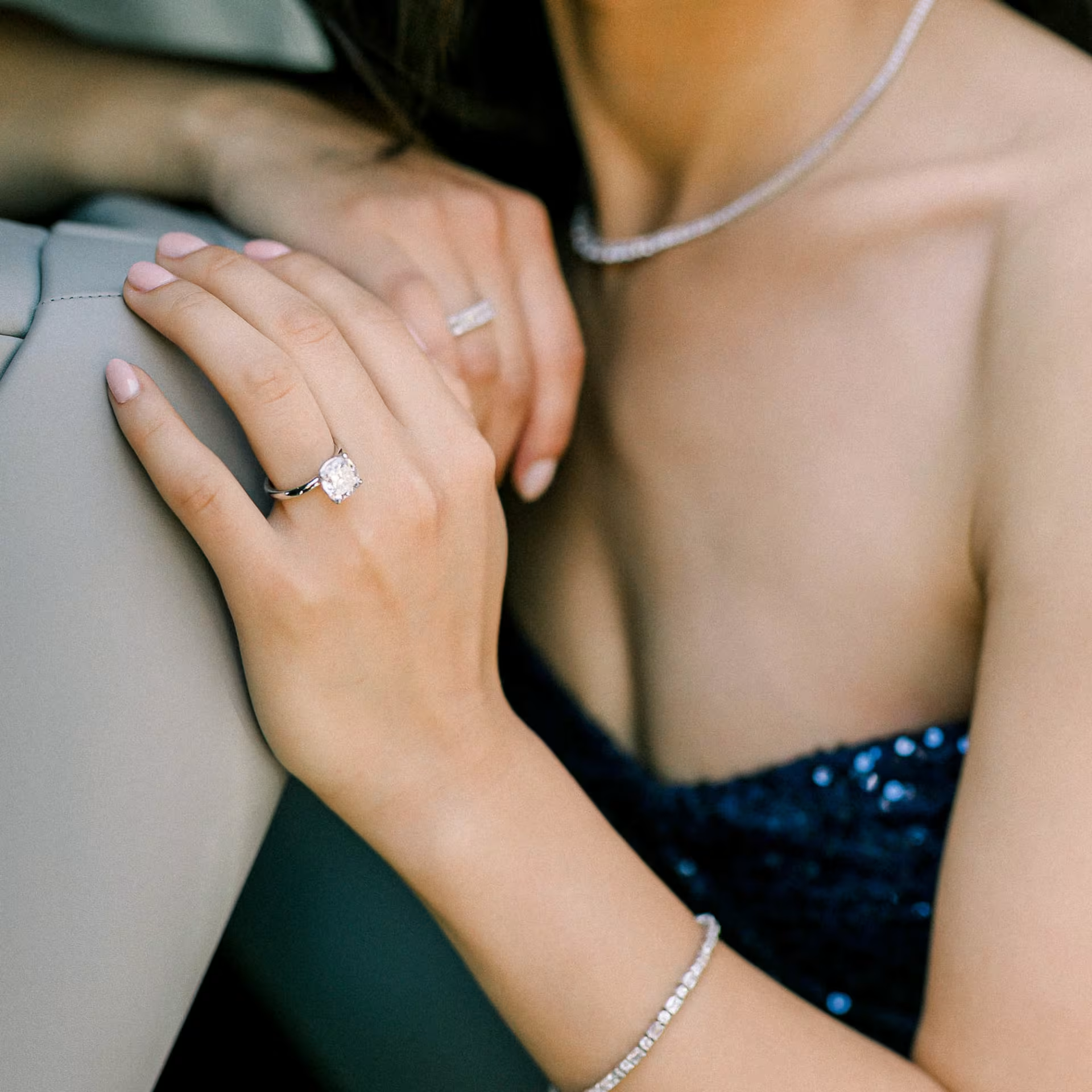 Marquise Cut Cluster Styled Lab Grown Diamond Engagement Ring