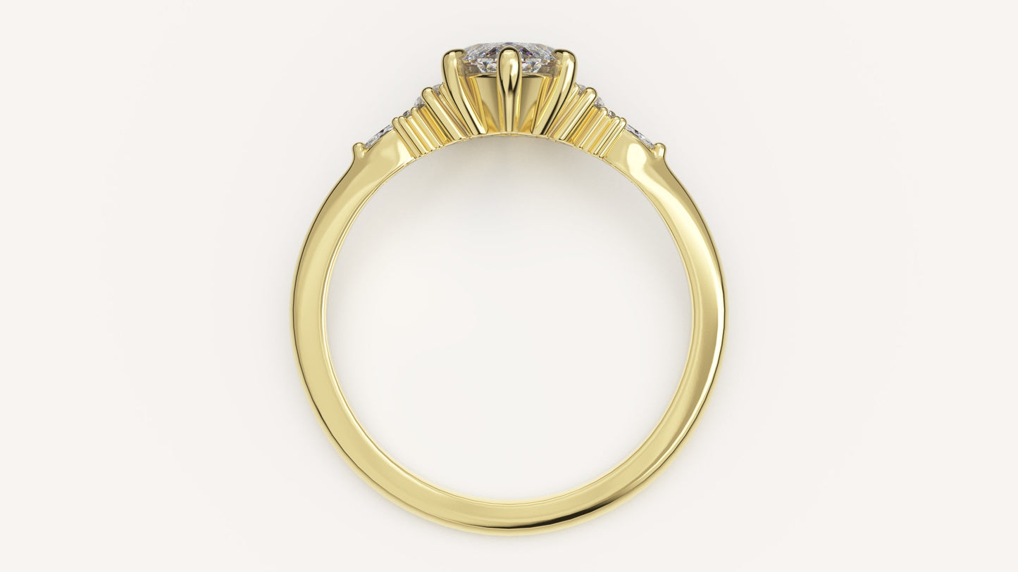 Marquise Shaped Three Stone Lab Grown Diamond Engagement Ring