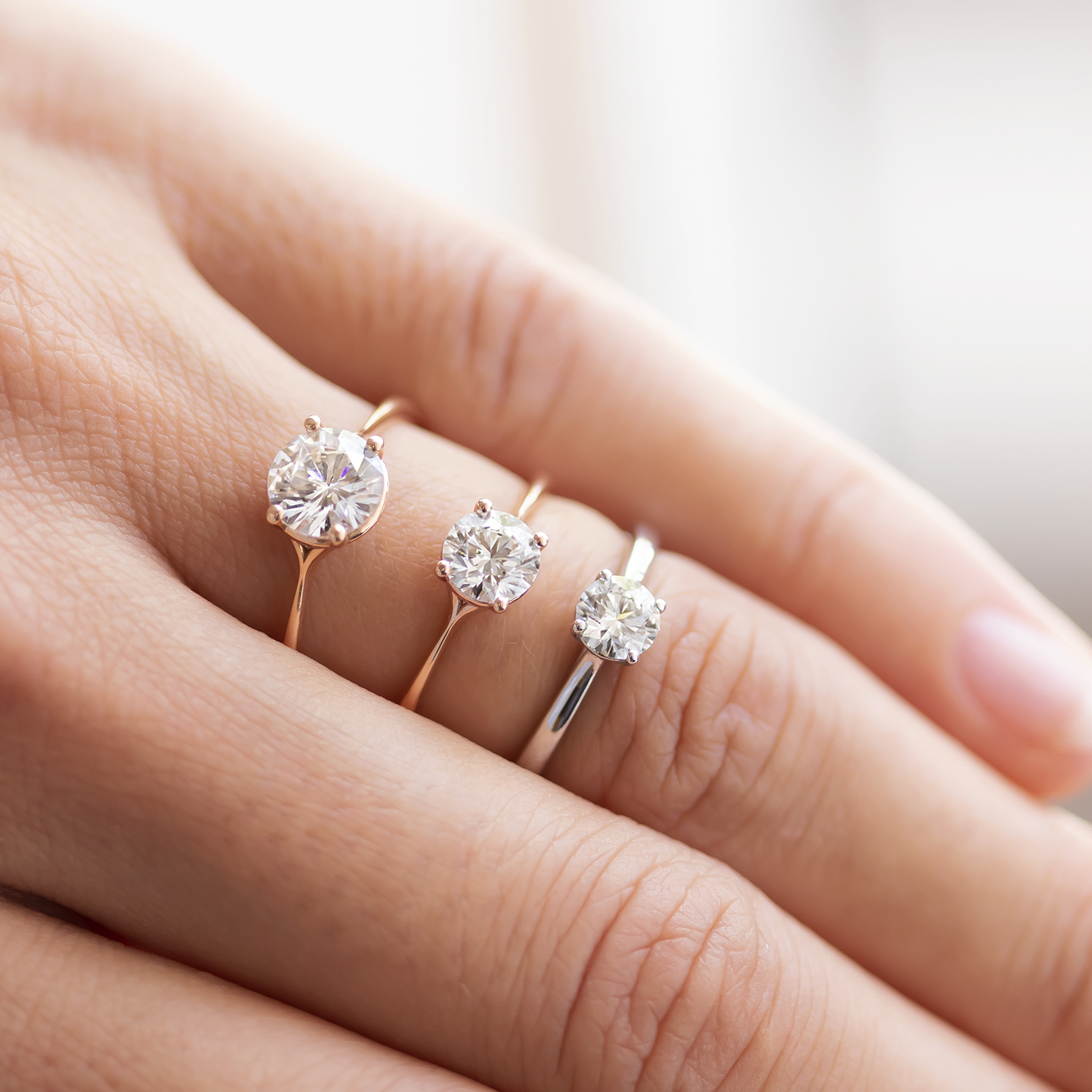 2 CT Round Three Stones Lab Grown Diamond Engagement Ring