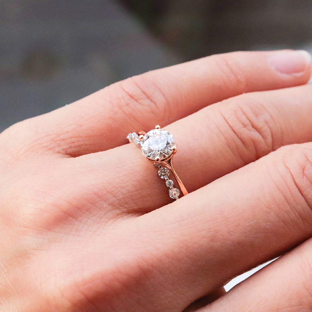 2 CT Round Three Stones Lab Grown Diamond Engagement Ring