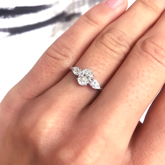 2 CT Round Three Stones Lab Grown Diamond Engagement Ring