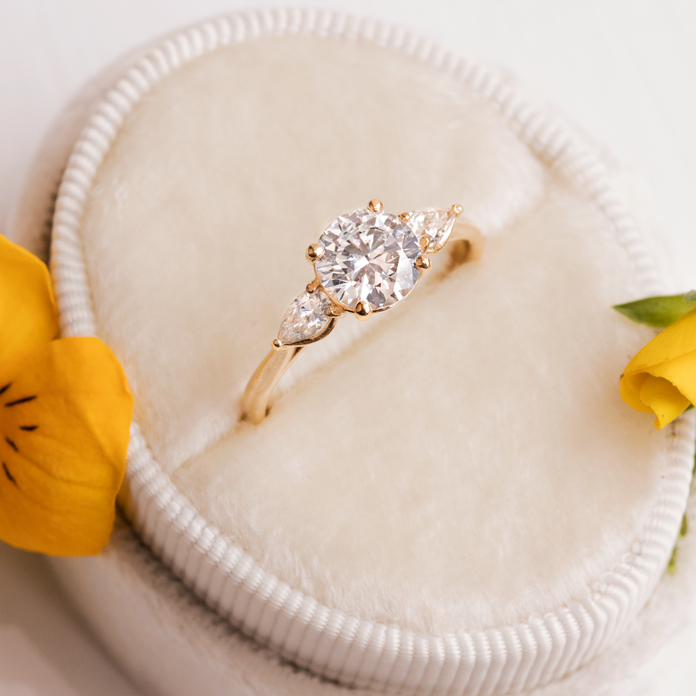 2 CT Round Three Stones Lab Grown Diamond Engagement Ring
