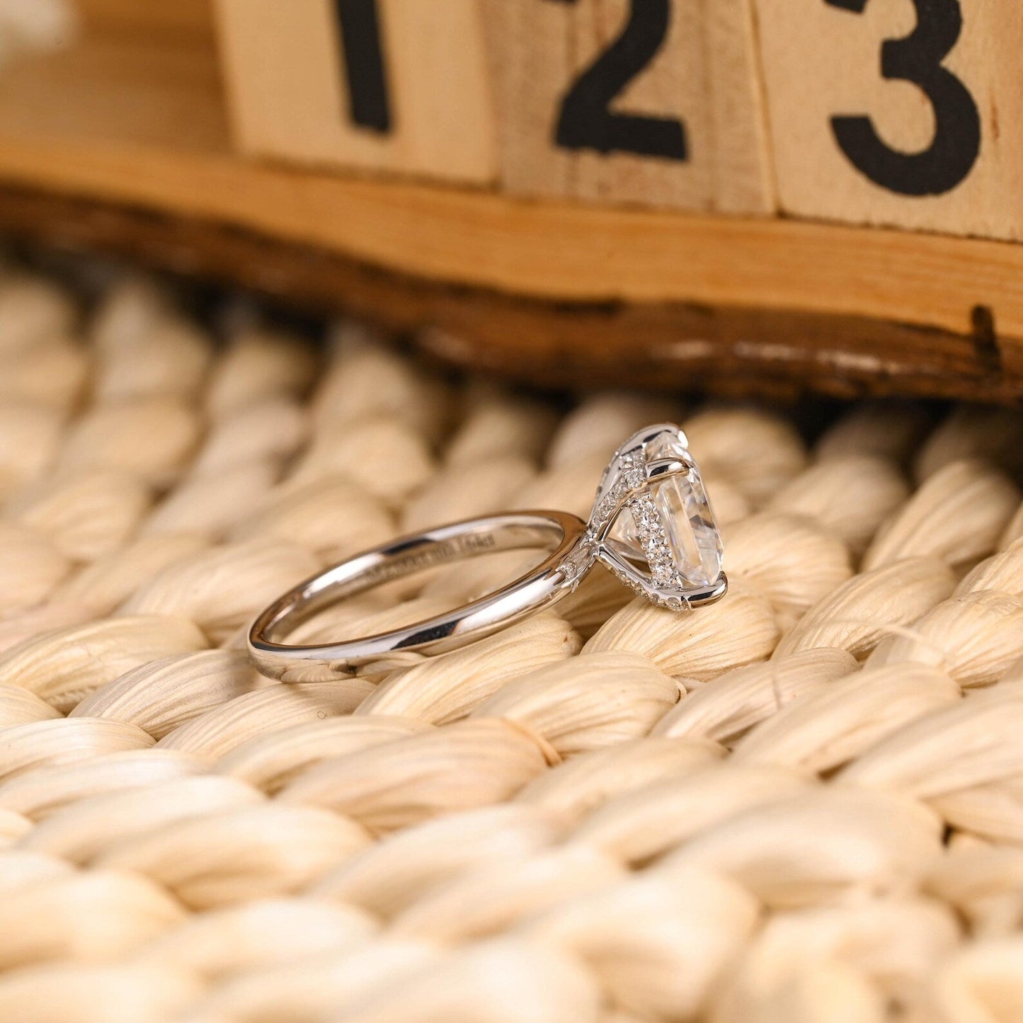 2 CT Princess Cut Hidden Halo Styled Lab Grown Diamond Engagement Ring