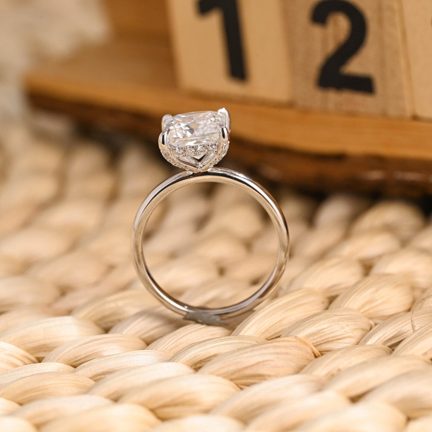 2 CT Princess Cut Hidden Halo Styled Lab Grown Diamond Engagement Ring