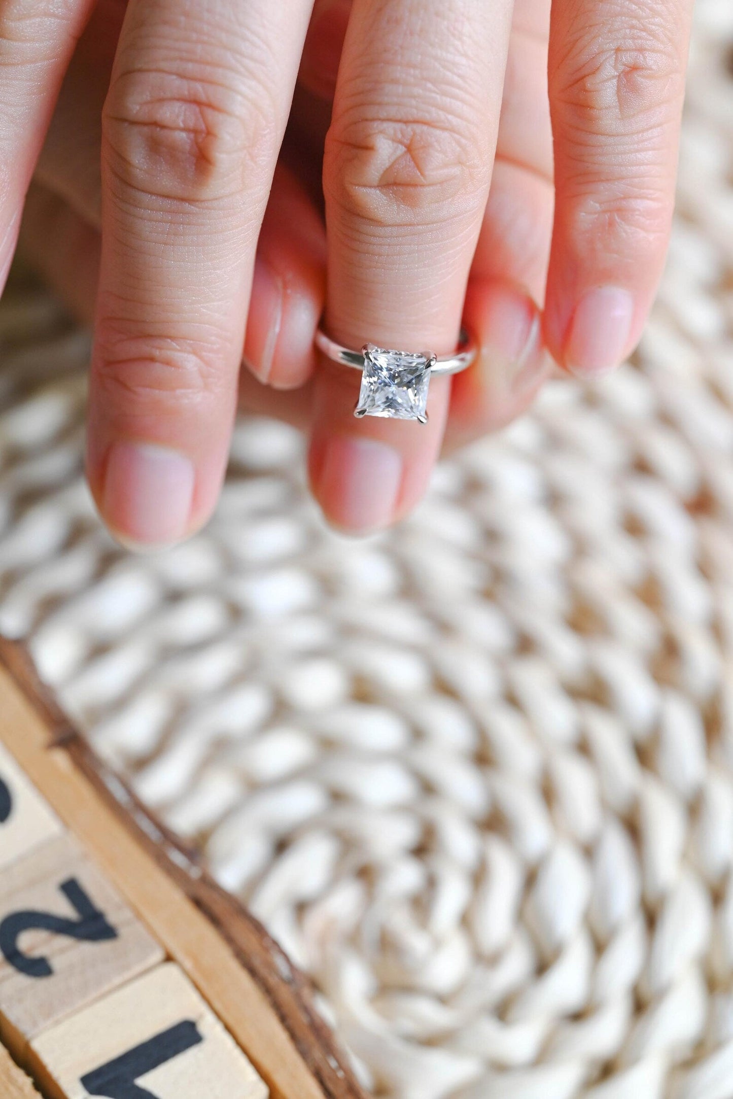 2 CT Princess Cut Hidden Halo Styled Lab Grown Diamond Engagement Ring