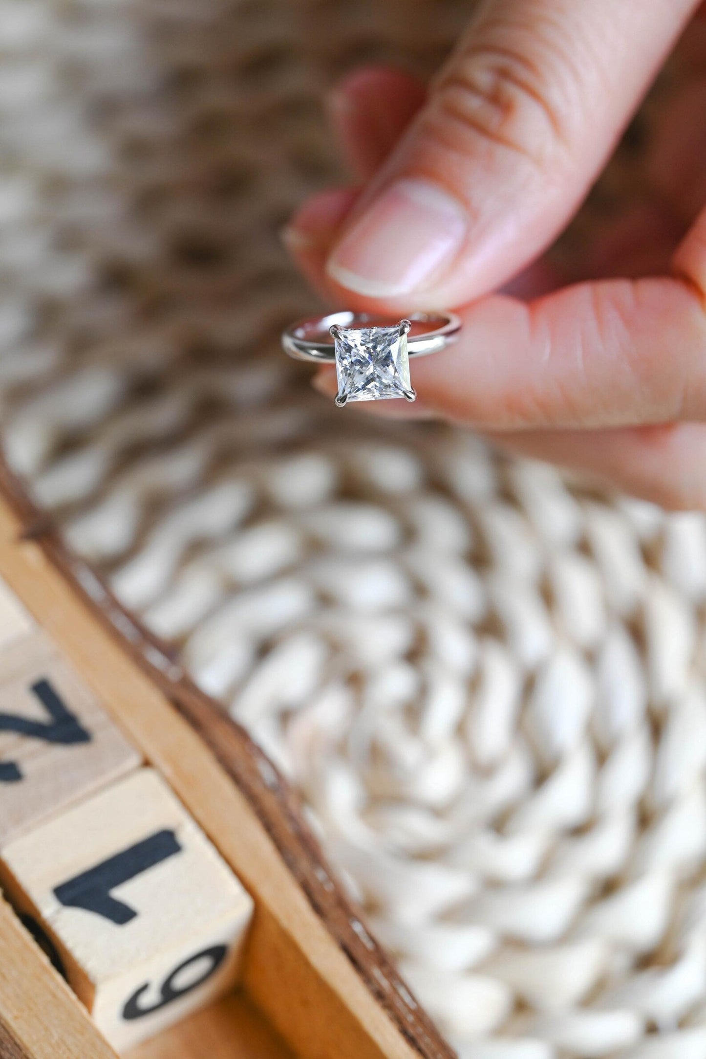 2 CT Princess Cut Hidden Halo Styled Lab Grown Diamond Engagement Ring