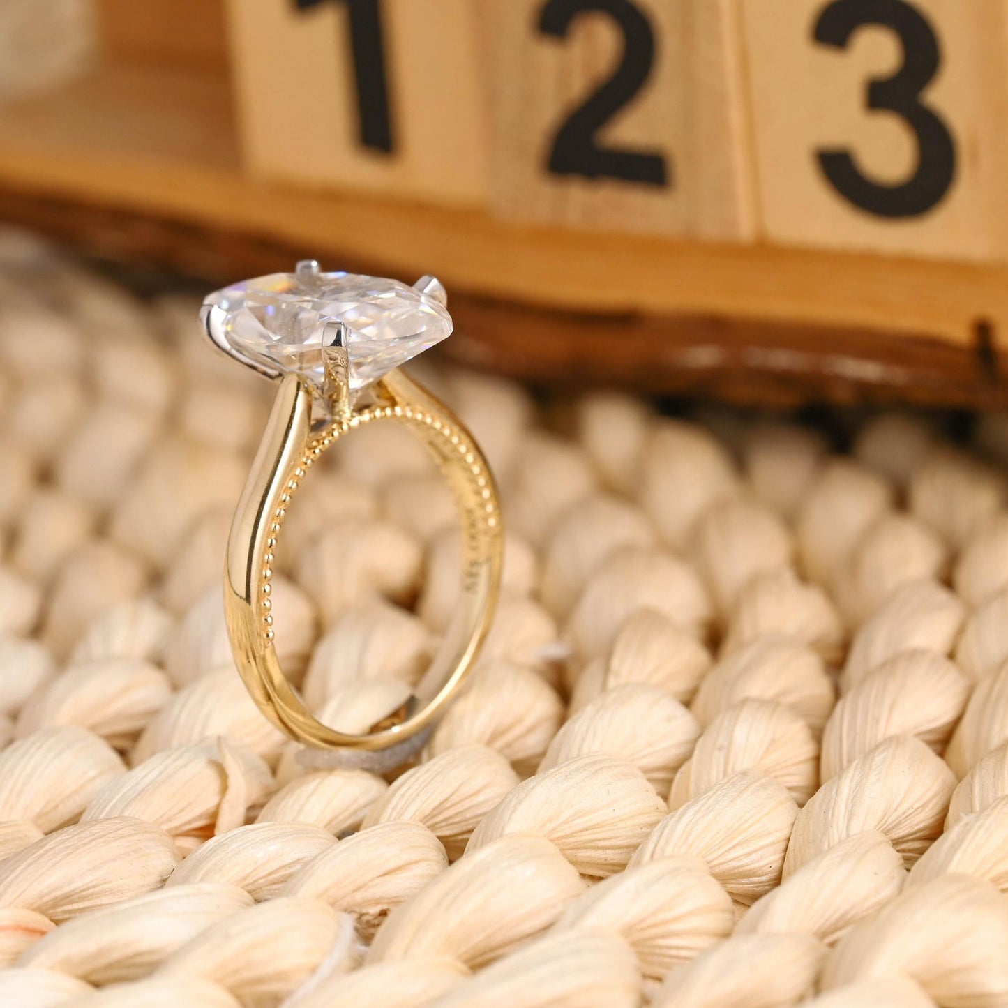 3.5 CT Marquise Cut Solitaire Styled Lab Grown Diamond Engagement Ring