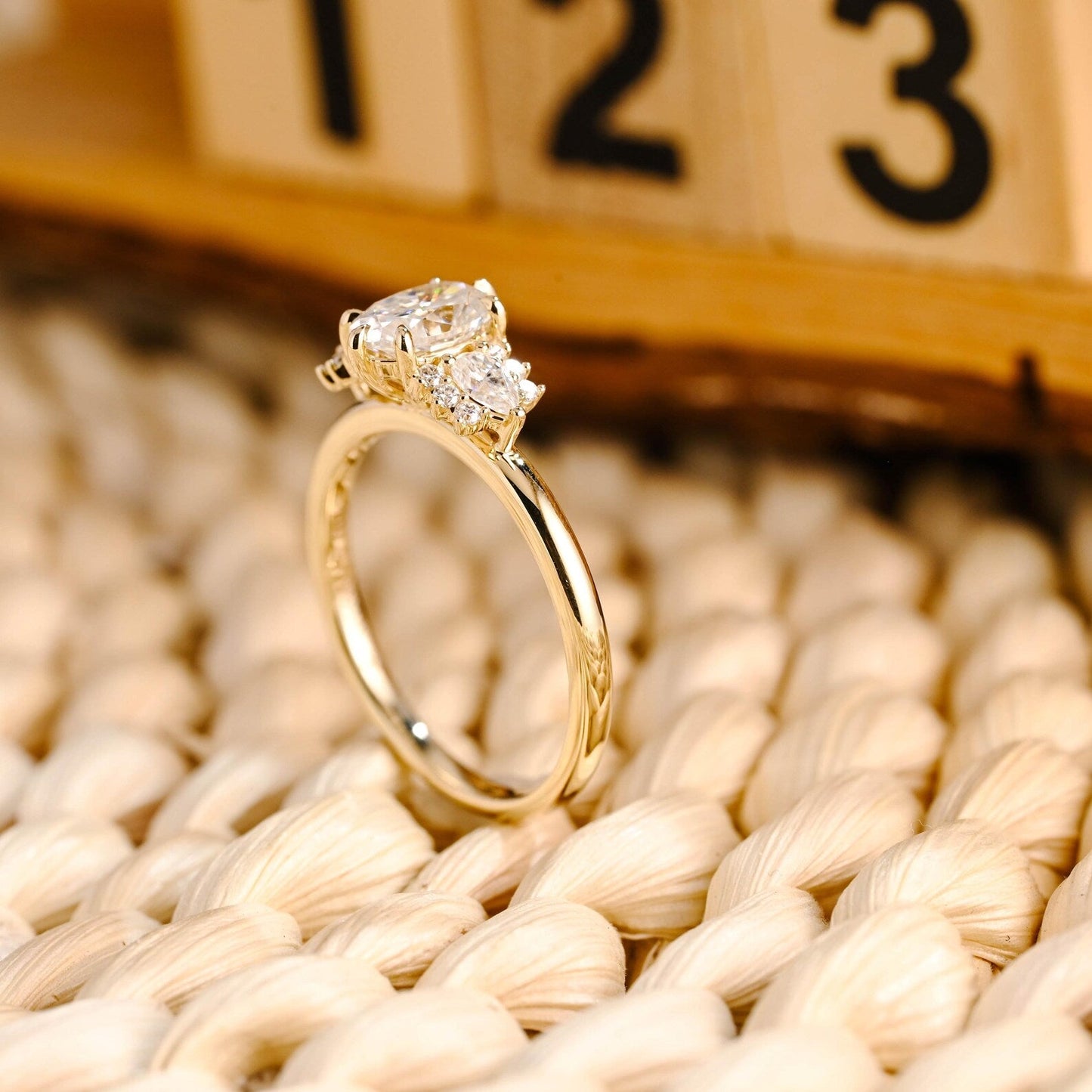 1 CT Oval Cut Cluster Styled Lab Grown Diamond Engagement Ring