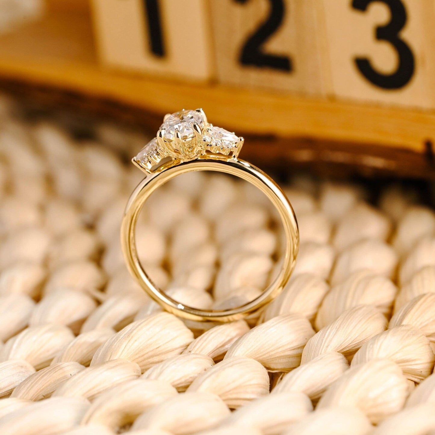 1 CT Oval Cut Cluster Styled Lab Grown Diamond Engagement Ring