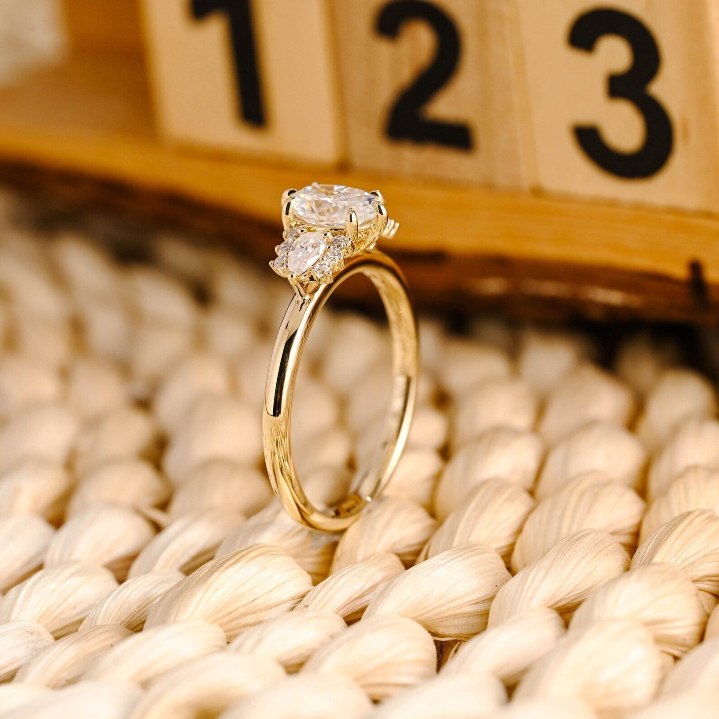 1 CT Oval Cut Cluster Styled Lab Grown Diamond Engagement Ring