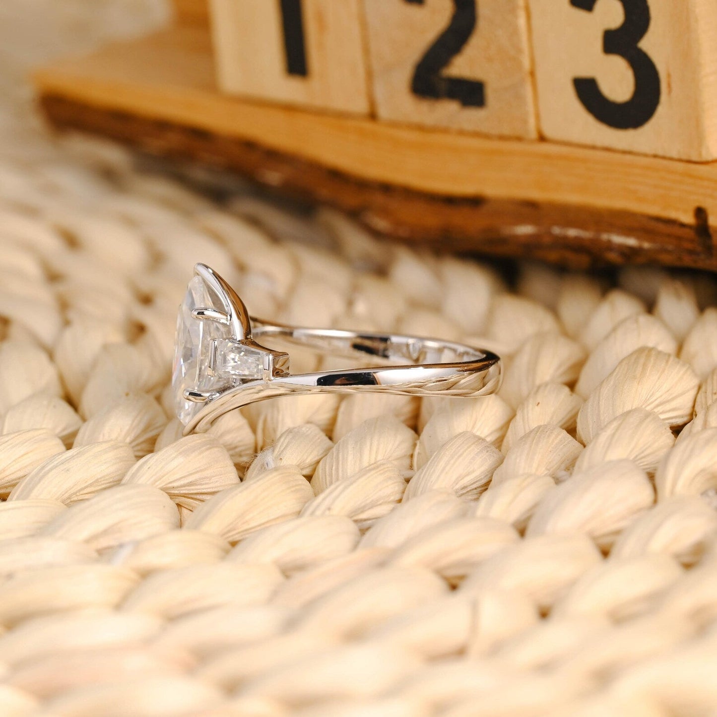 1 CT Marquise Cut 3-Stones Styled Lab Grown Diamond Engagement Ring