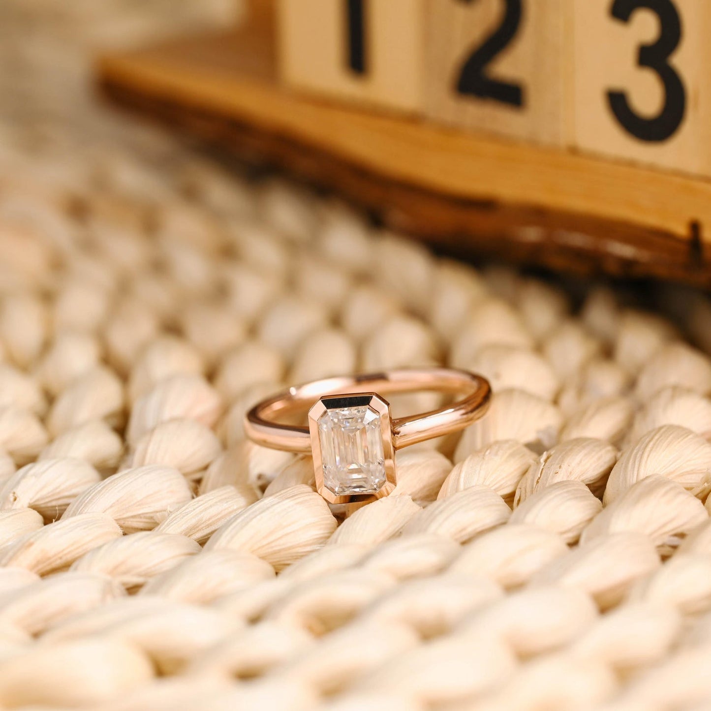 1 CT Emerald Cut Solitaire Bezel Styled Lab Grown Diamond Engagement Ring