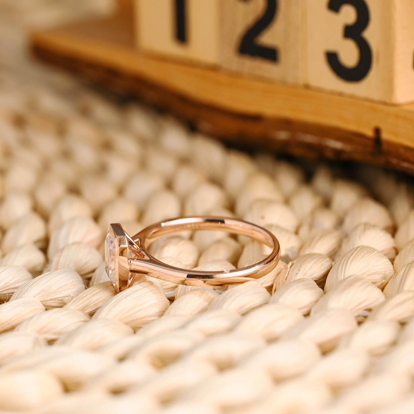 1 CT Emerald Cut Solitaire Bezel Styled Lab Grown Diamond Engagement Ring