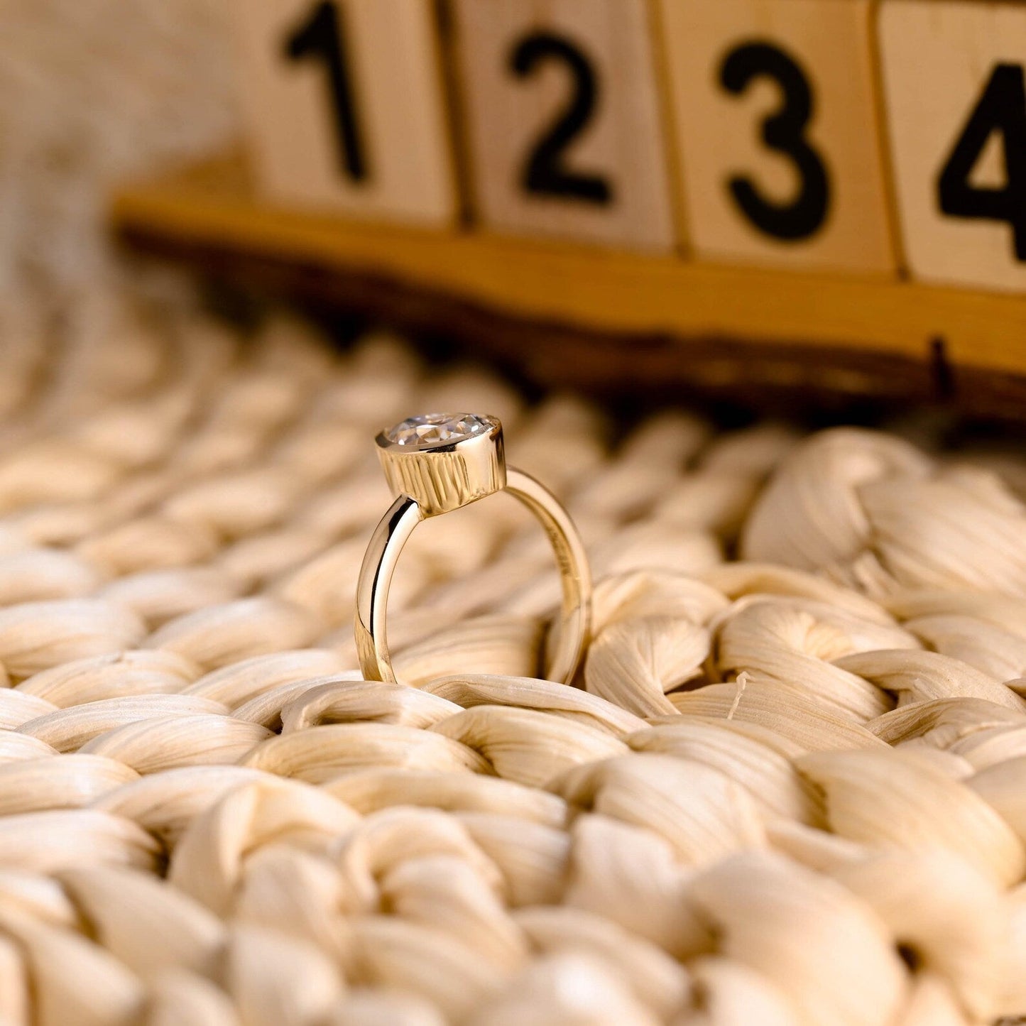 1.25 CT Pear Cut Bezel Solitaire Styled Lab Grown Diamond Engagement Ring
