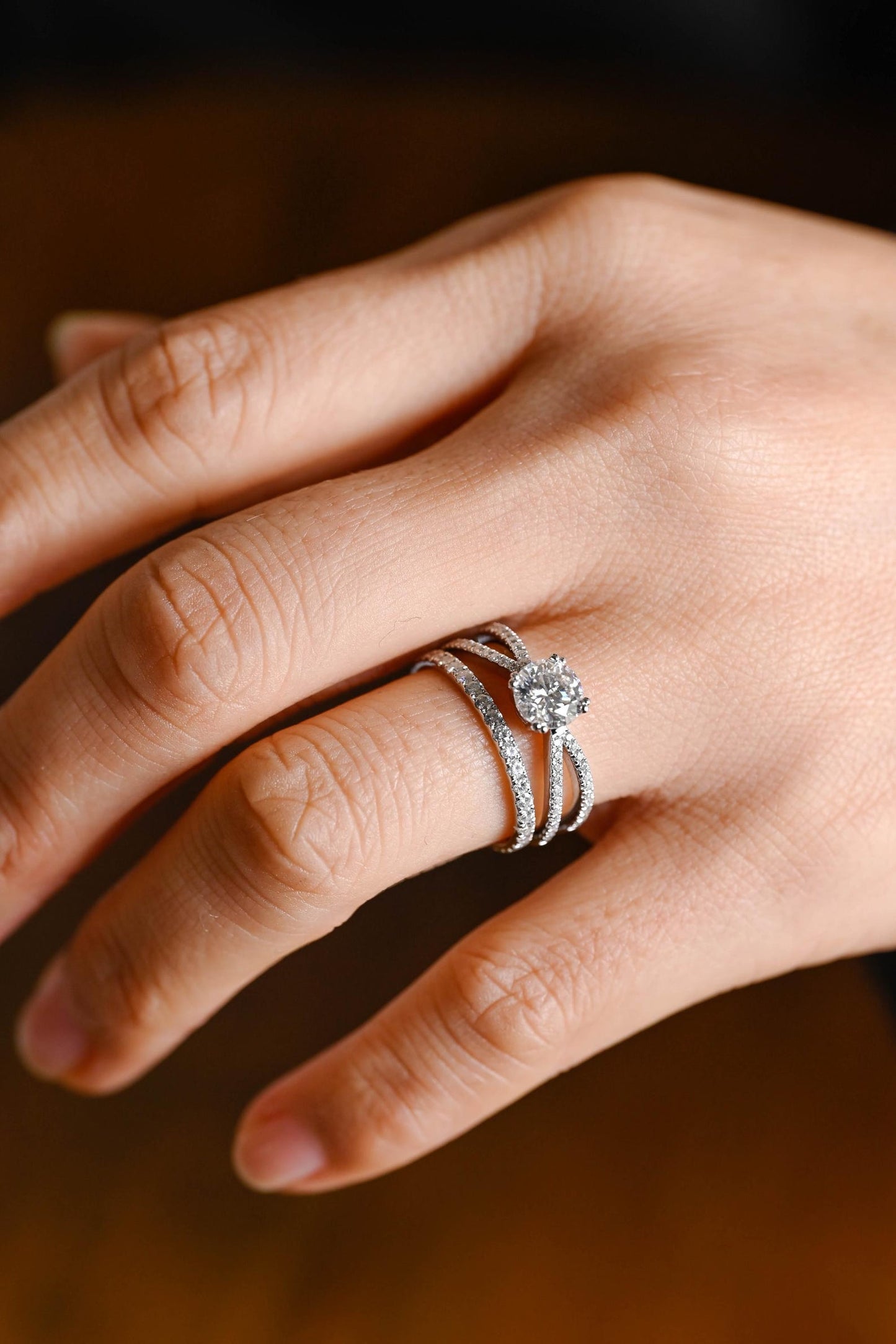 1 CT Round Cut Twisted Pave Styled Lab Grown Diamond Bridal Ring Set
