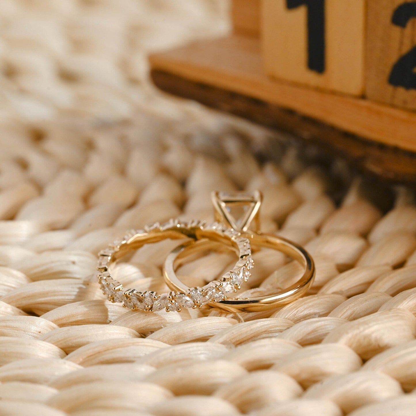 2.5 CT Emerald Cut Solitaire Styled Lab Grown Diamond Bridal Ring Set