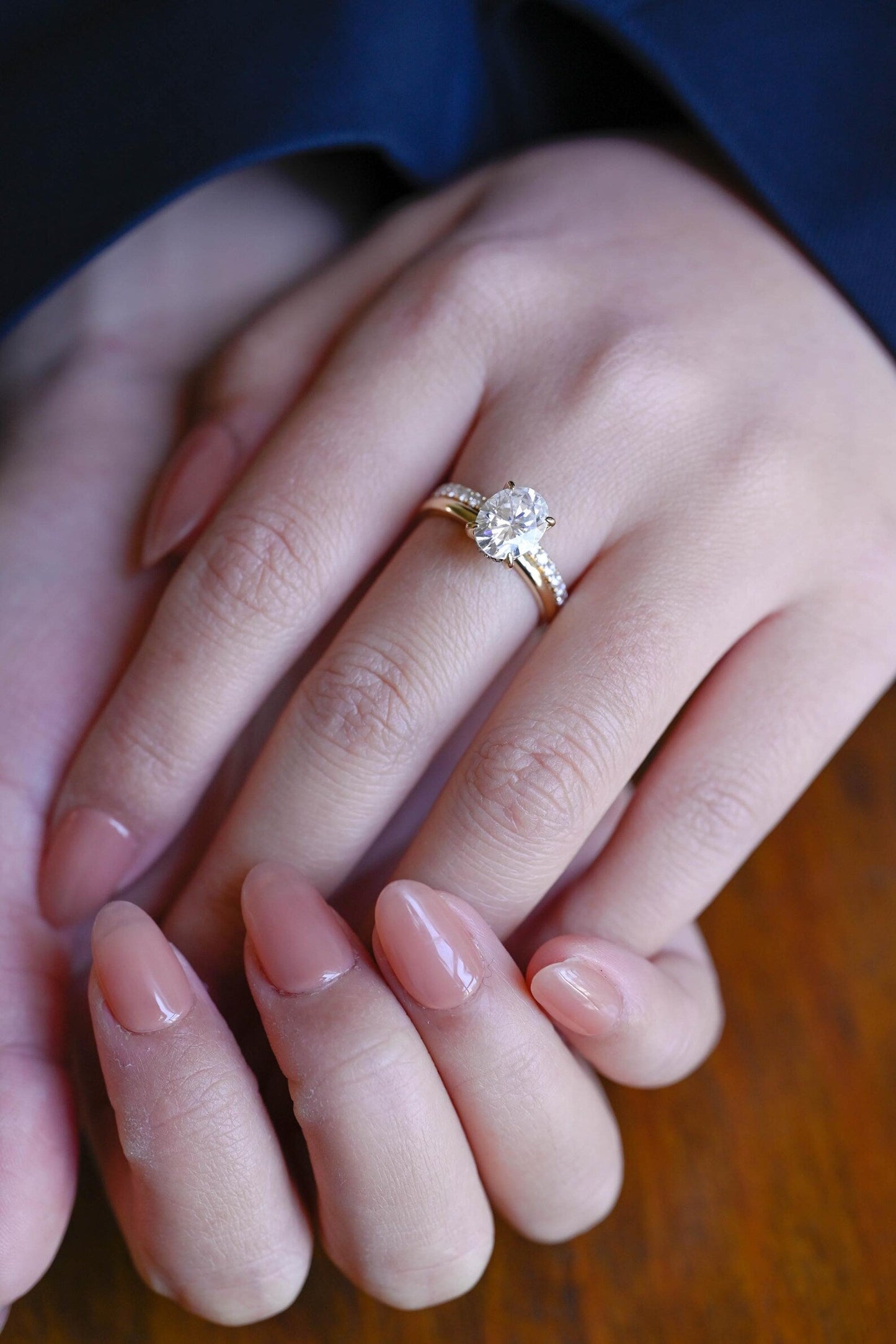 2 CT Oval Cut Hidden Halo Styled Lab Grown Diamond Bridal Ring Set