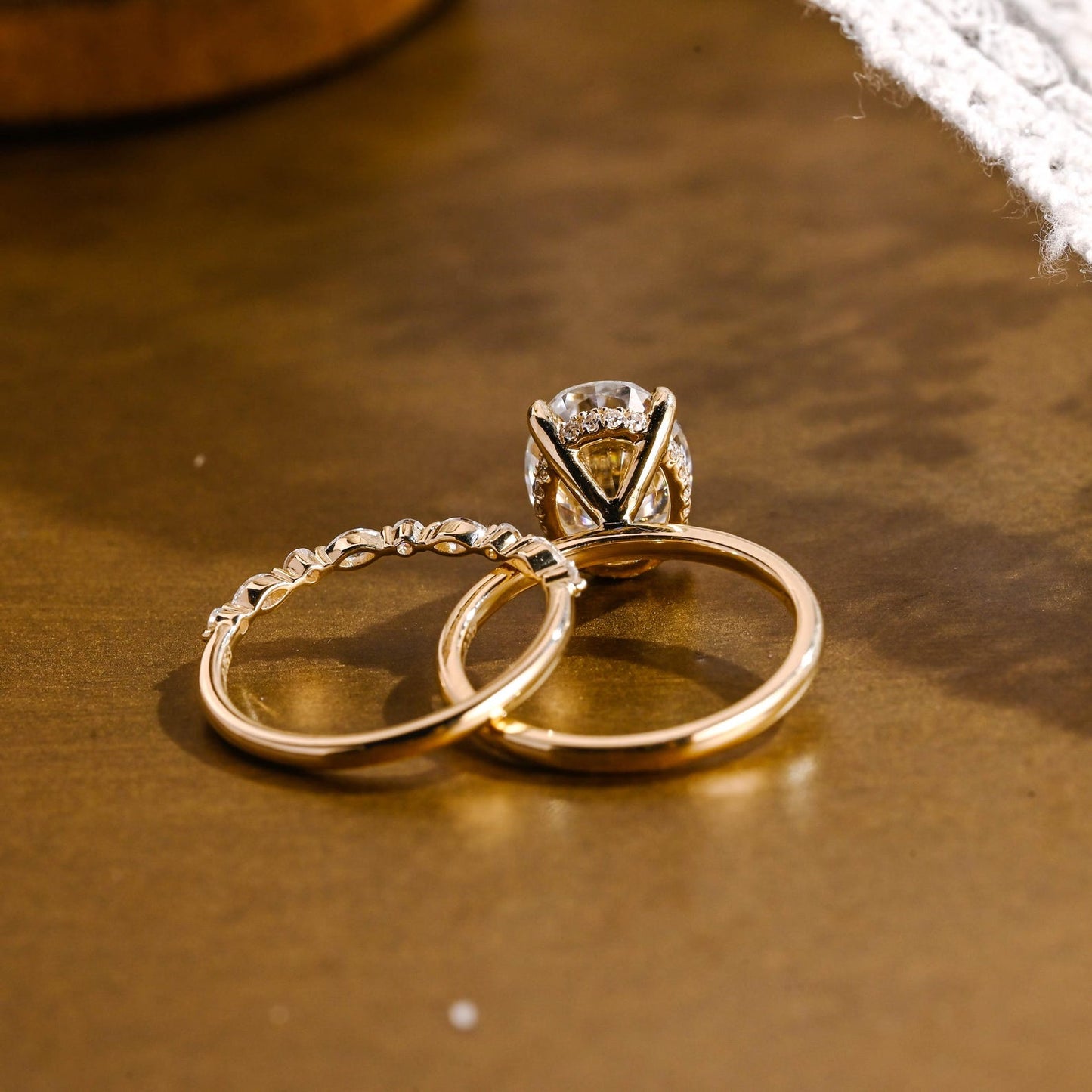 3 CT Oval Cut Hidden Halo Styled Lab Grown Diamond Bridal Ring Set