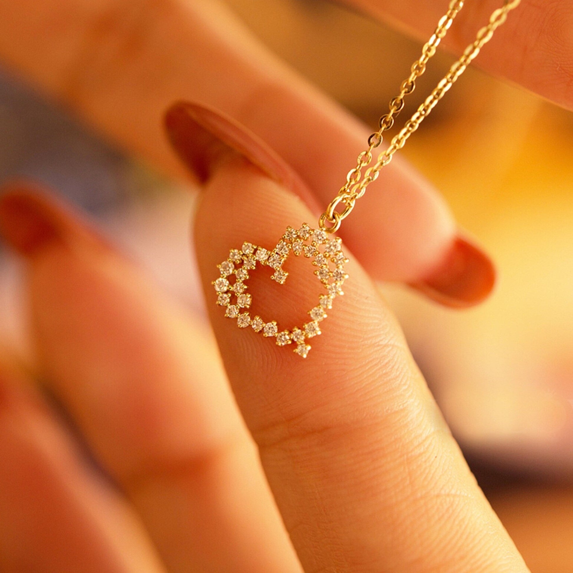 0.15 TCW Round Heart Minimalist Moissanite Necklace 2