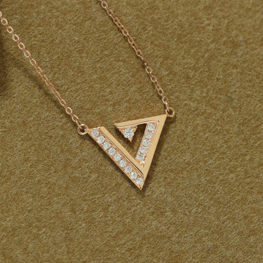 0.10 TCW Round Triangle Minimalist Moissanite Necklace 1