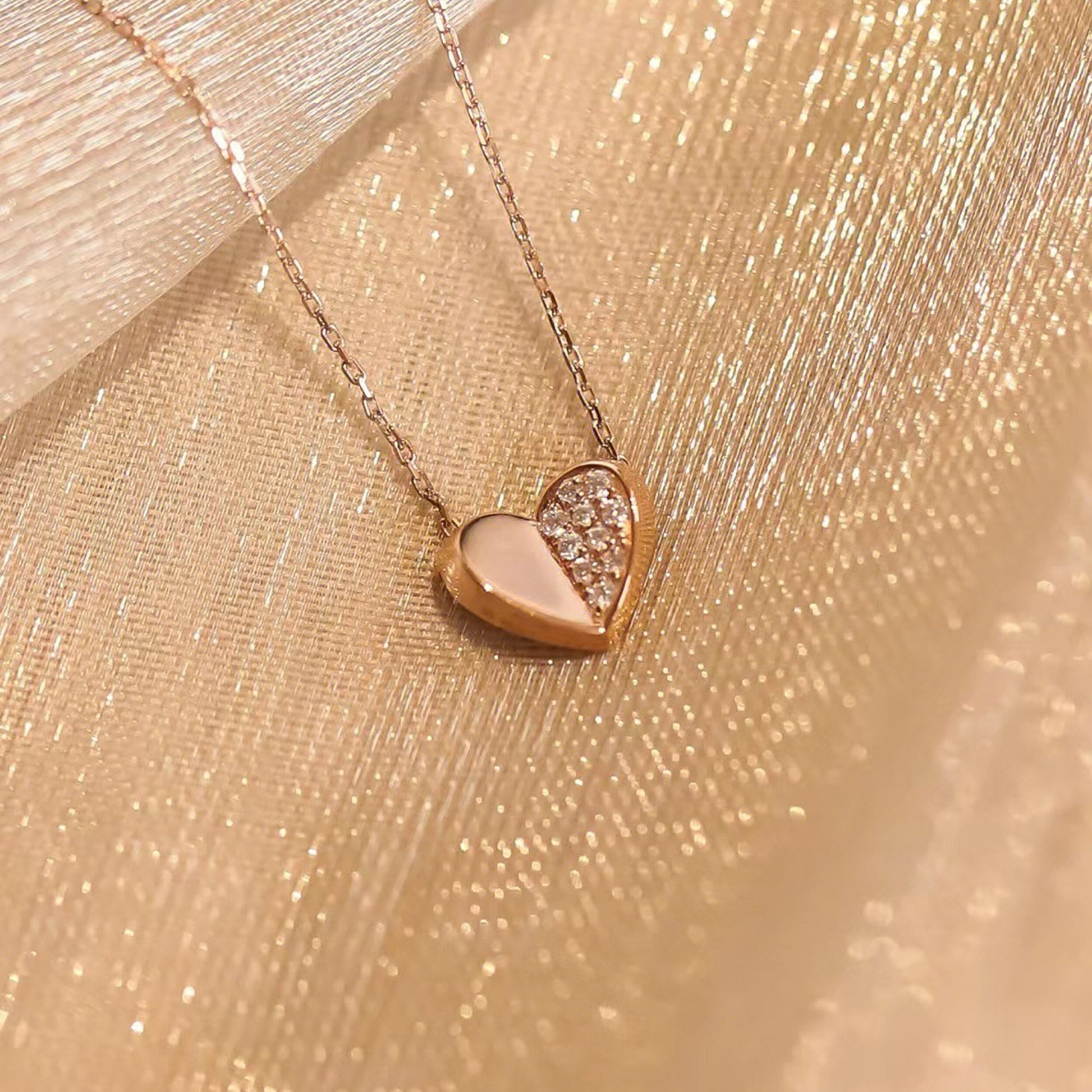 0.15 TCW Round Tiny Heart Moissanite Necklace 2