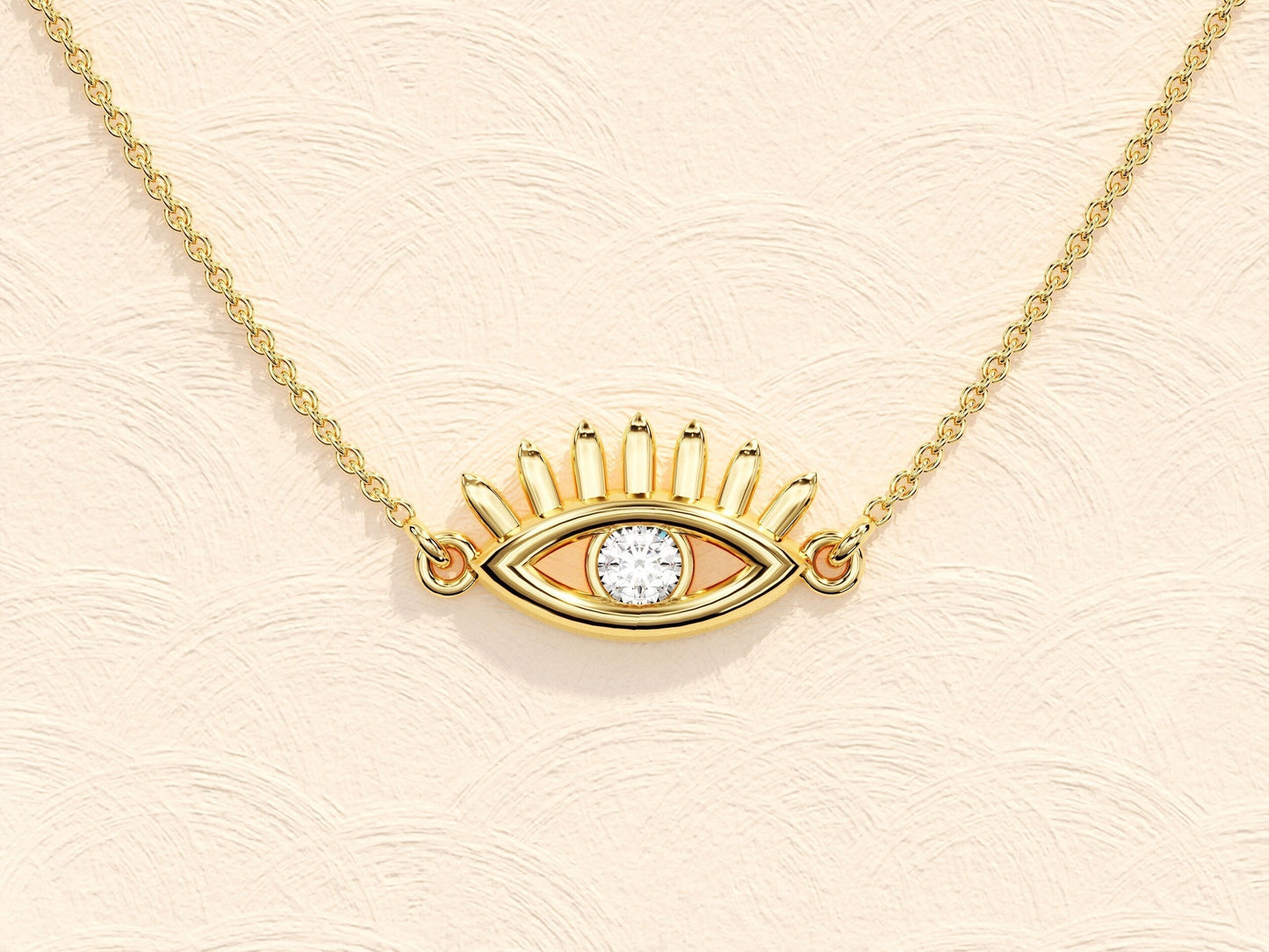 0.10 CT Round Evil Eye Moissanite Necklace 5