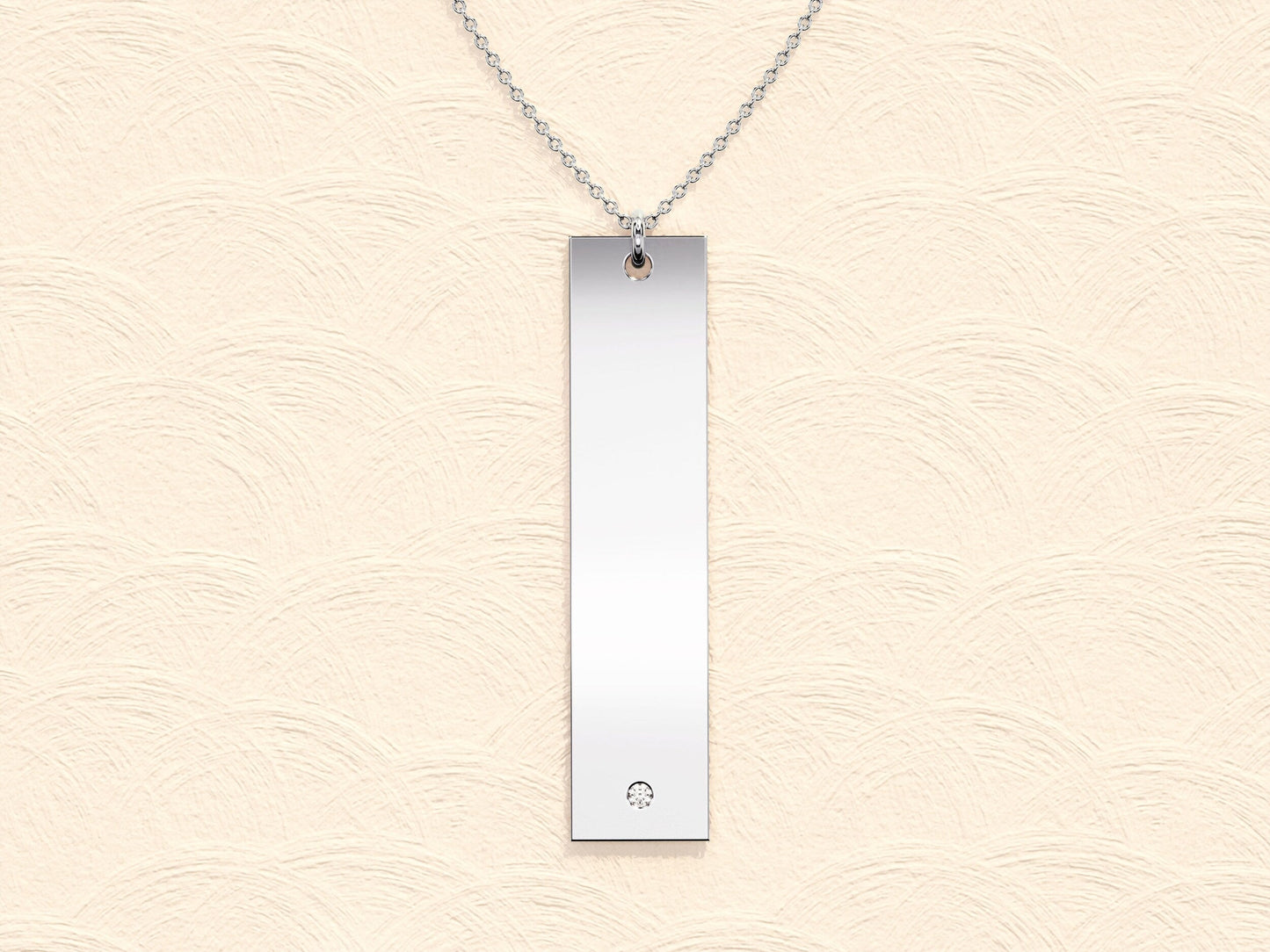 0.05 CT Round Name Tag Moissanite Necklace 7