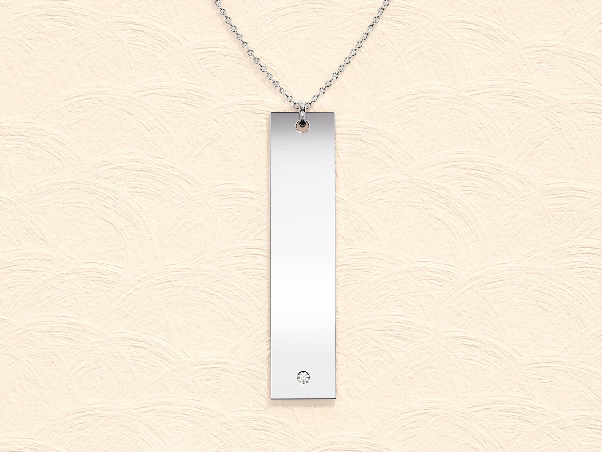 0.05 CT Round Name Tag Moissanite Necklace 7