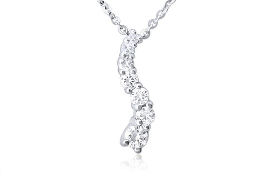 2.0 TCW Round Shape Moissanite Curved Necklace