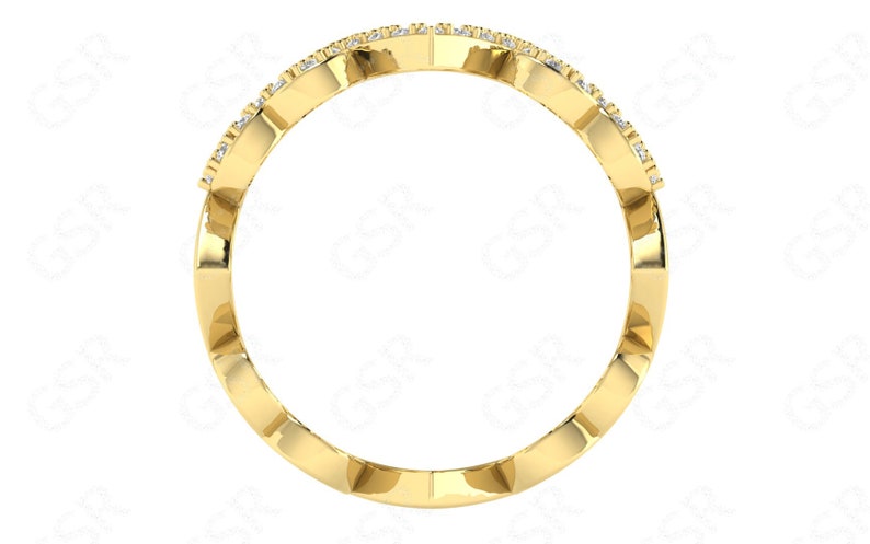 0.11 CT Round Heart Shank CVD E/VS1 Diamond Wedding Band